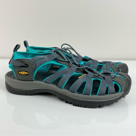 Keen Shoes - Keen Women’s Whisper Gray & Teal Blue Waterproof Hiking Sandals Size 9.5